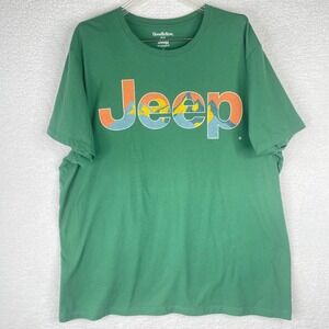 Goodfellow & Co Mens Jeep Mountain Logo Graphic T-Shirt Green XXL Short Sleeve